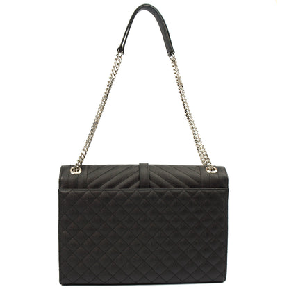 Saint Laurent Shoulder Bag Envelope - Large in Black, Calfskin Leather — Top View