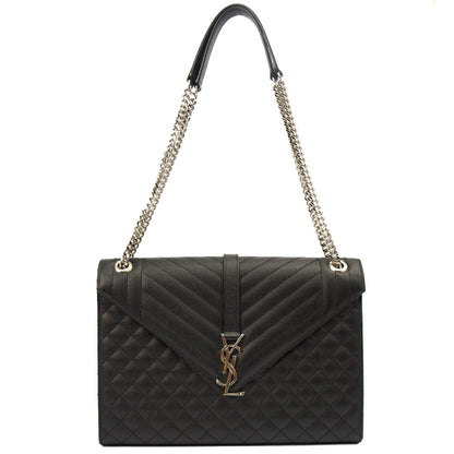 Saint Laurent Shoulder Bag Envelope - Large in Black, Calfskin Leather — Side View