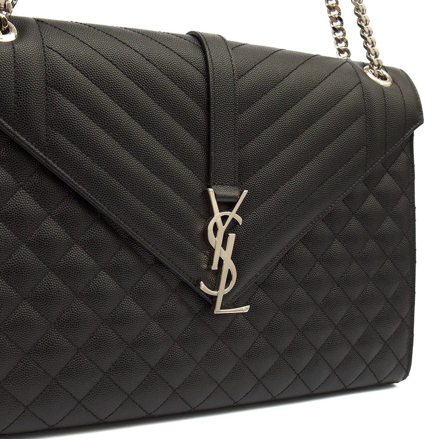 Saint Laurent Shoulder Bag Envelope - Large in Black, Calfskin Leather — Lifestyle View