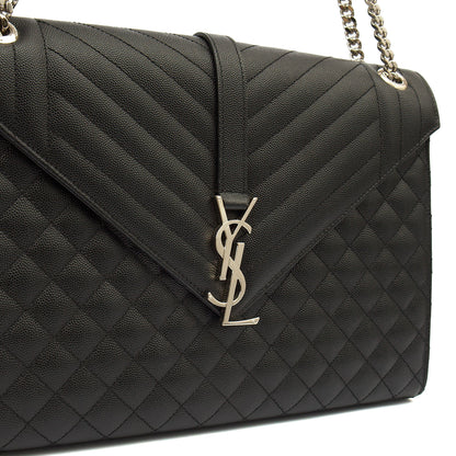 Saint Laurent Shoulder Bag Envelope - Large in Black, Calfskin Leather — Lifestyle View