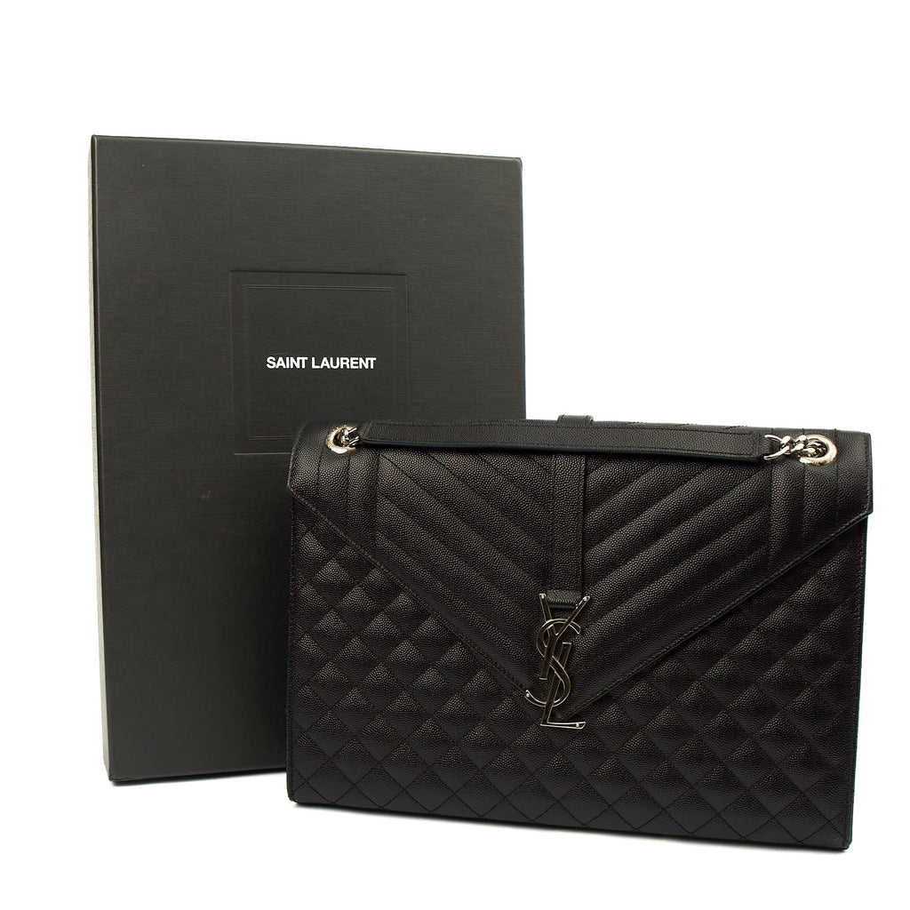 Saint Laurent Shoulder Bag Envelope - Large in Black, Calfskin Leather — Alternate View 10