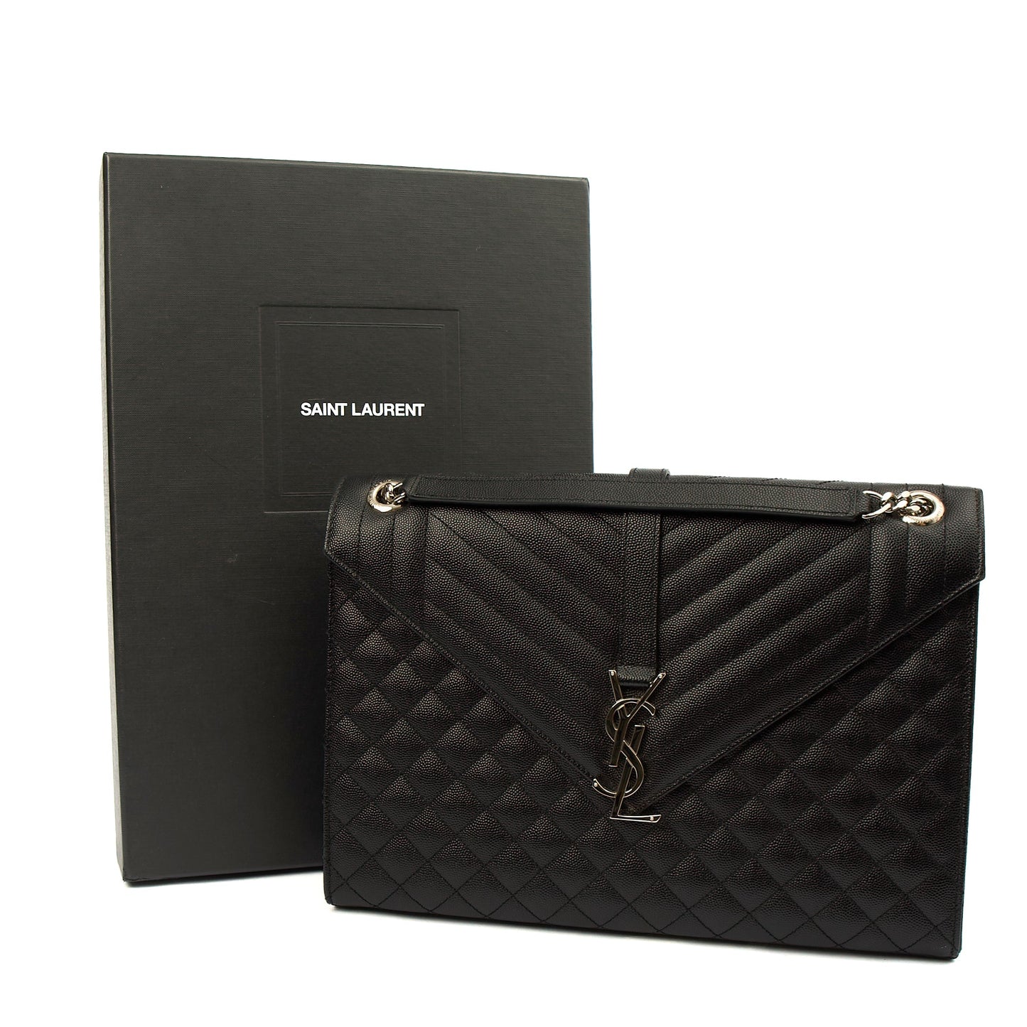Saint Laurent Shoulder Bag Envelope - Large in Black, Calfskin Leather — Alternate View 10