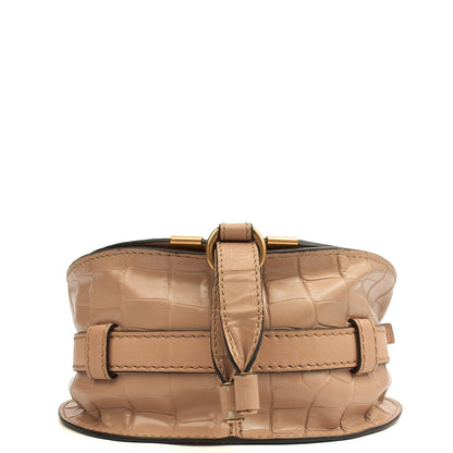 Chloe Cross Body Marcie - Small in Neutral, Exotic Effect Leather — Top View
