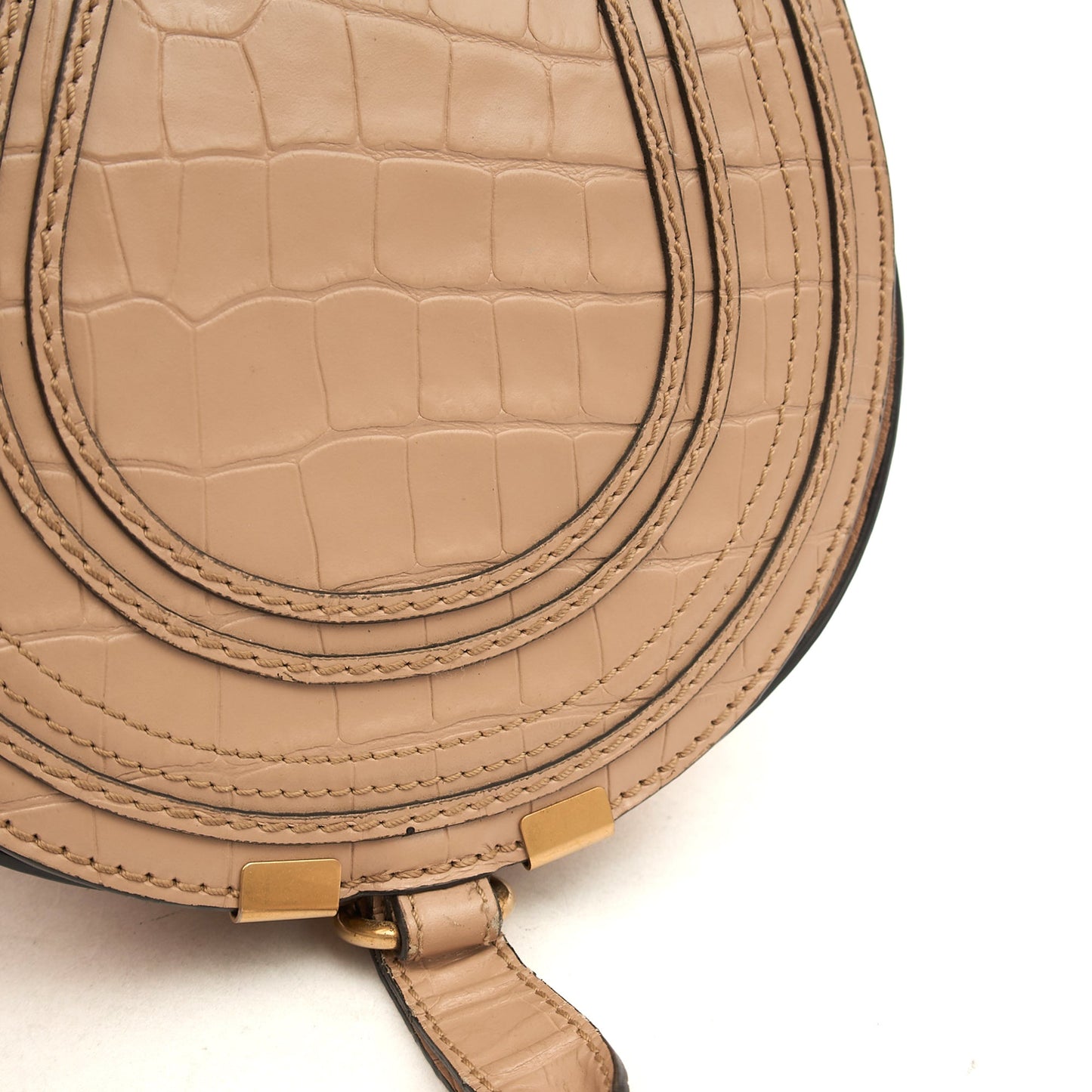 Chloe Cross Body Marcie - Small in Neutral, Exotic Effect Leather — Lifestyle View