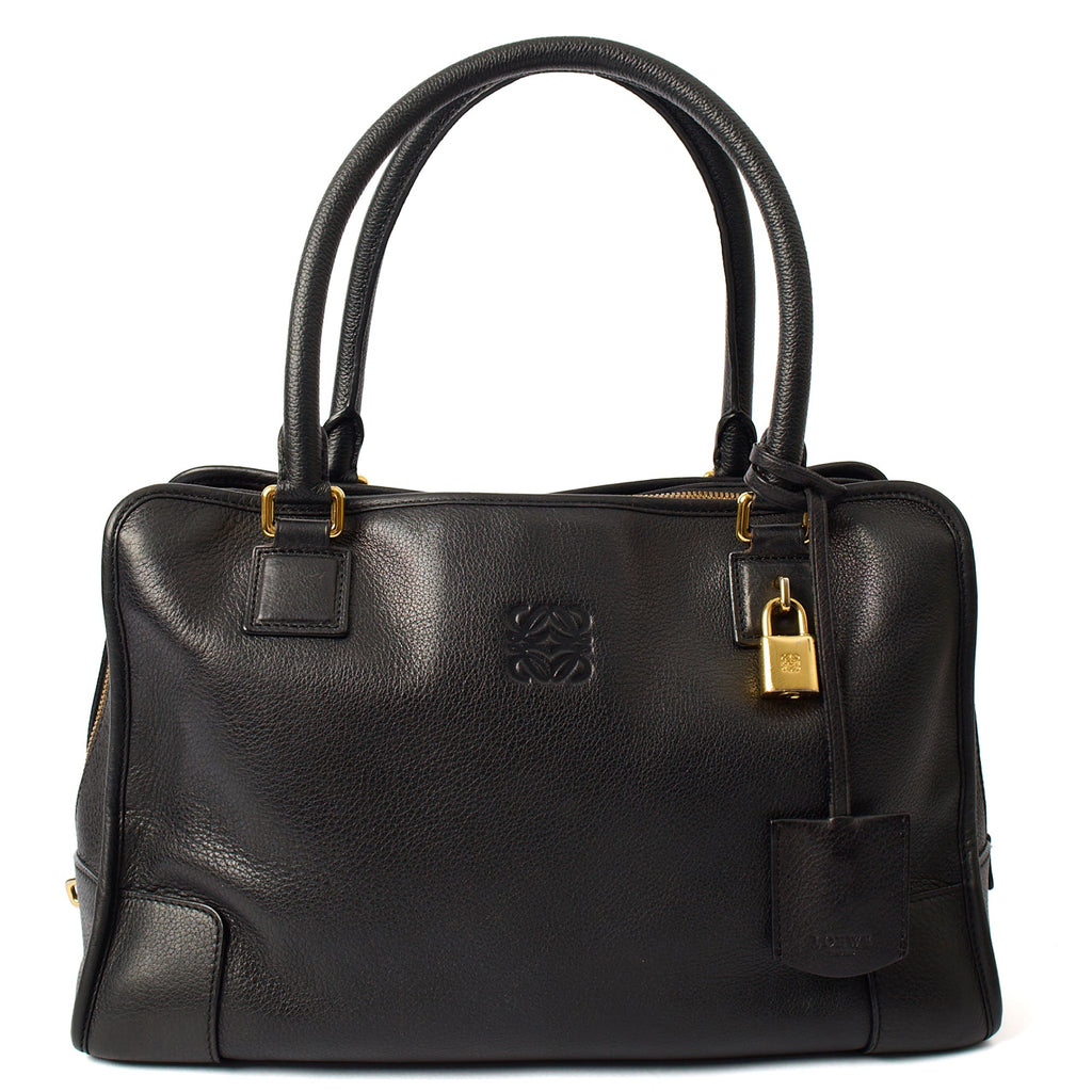 Loewe Tote Amazona 36 in Black, Leather — Front View