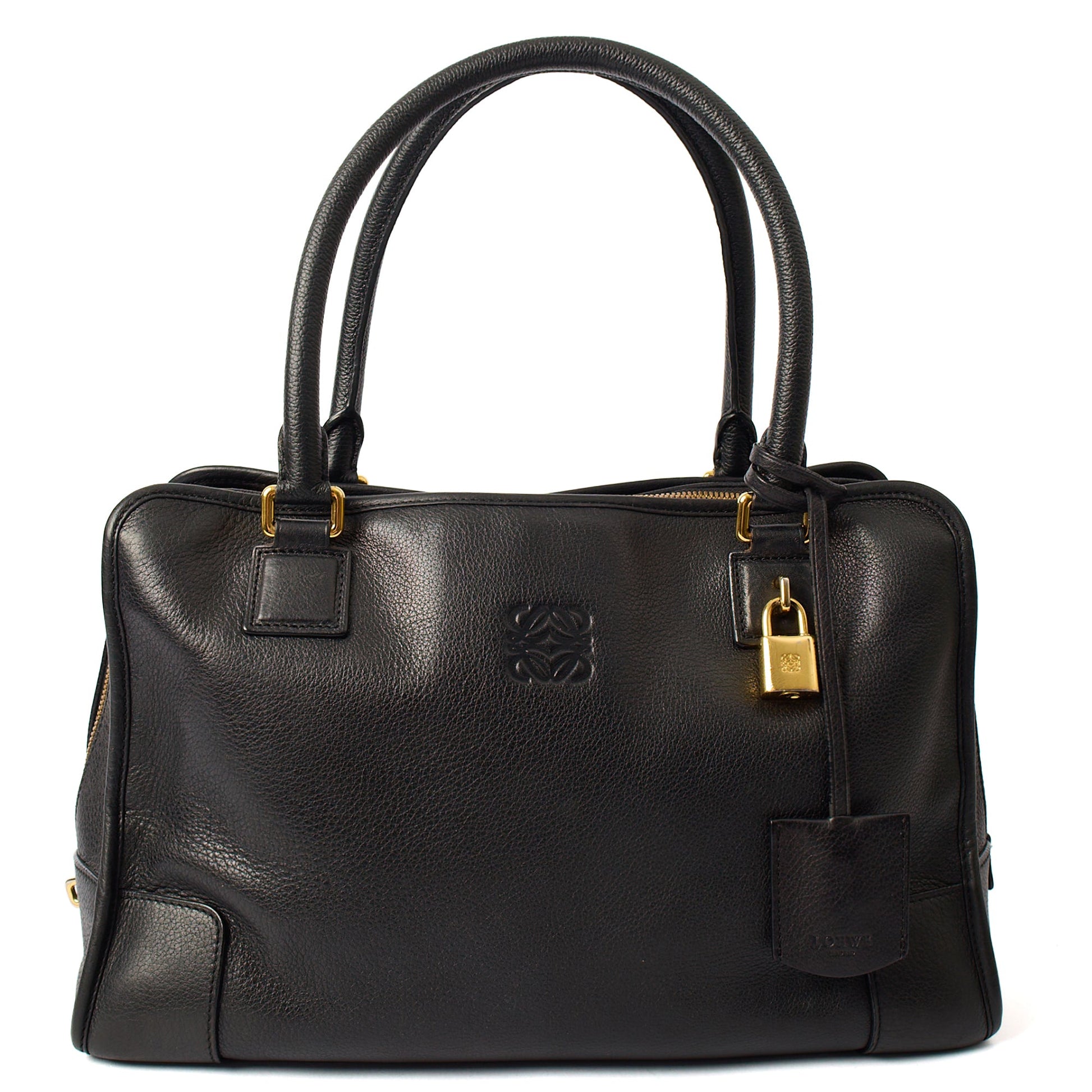 Loewe Tote Amazona 36 in Black, Leather — Front View