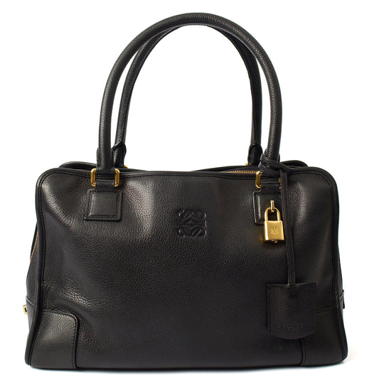 Loewe Tote Amazona 36 in Black, Leather — Front View