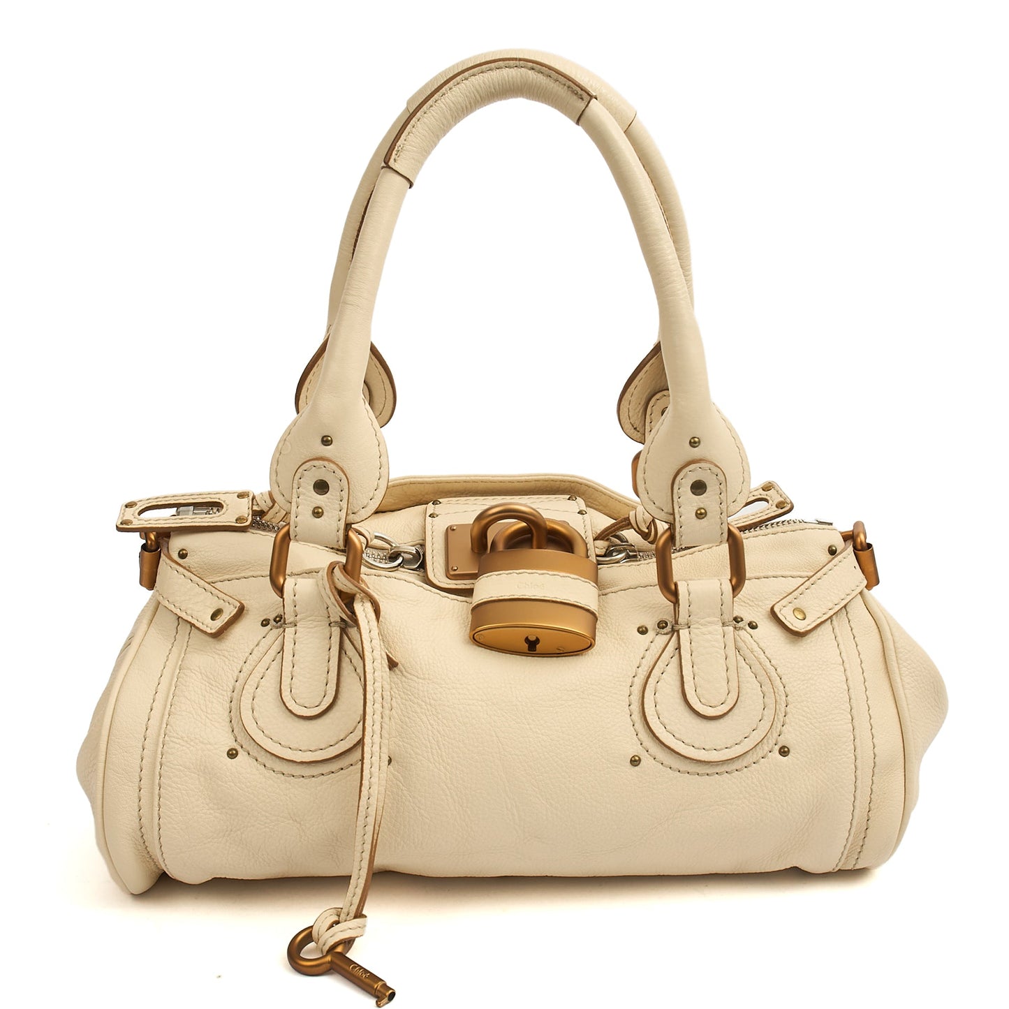 Chloe Shoulder Bag Paddington in cream , leather — Front View
