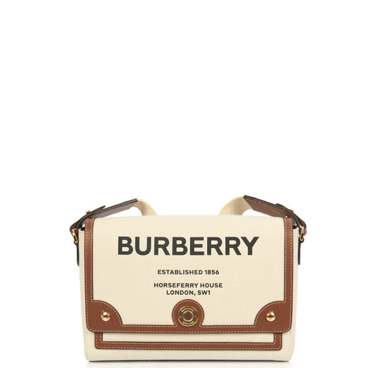 Burberry Shoulder Bag Note Crossbody Bag in Brown, Canvas — Front View