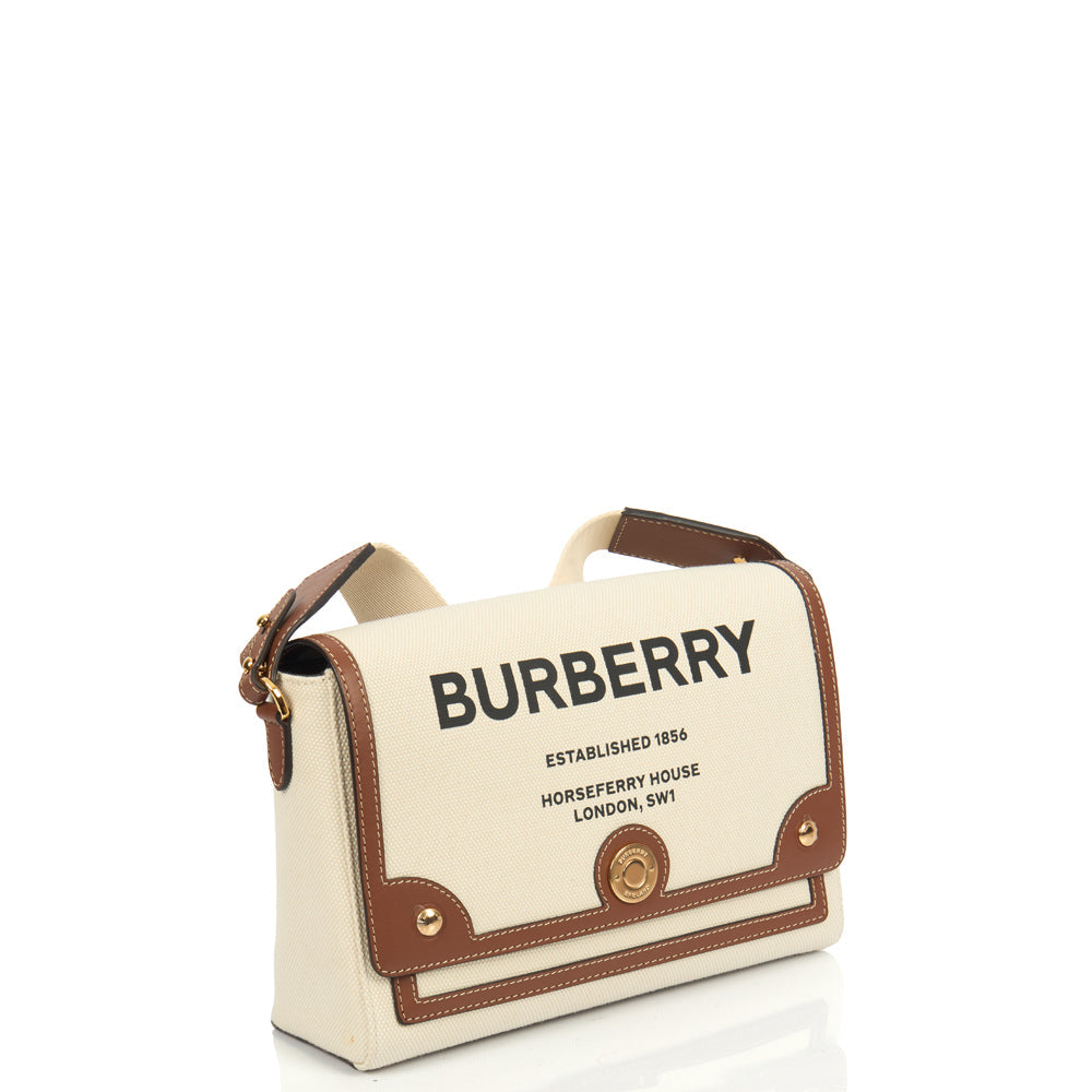 Burberry Shoulder Bag Note Crossbody Bag in Brown, Canvas — Side View