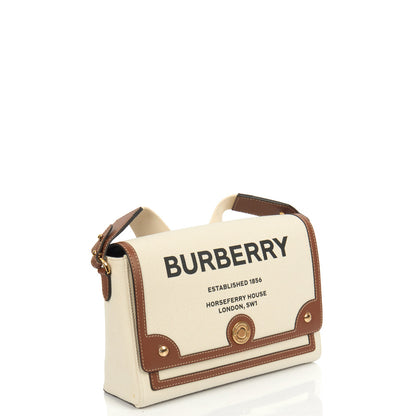 Burberry Shoulder Bag Note Crossbody Bag in Brown, Canvas — Side View