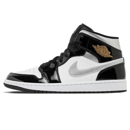 Air Jordan 1 Mid SE 'Black White Metallic Silver' — UK 3 | EU 35.5 | US 3.5 — Front View
