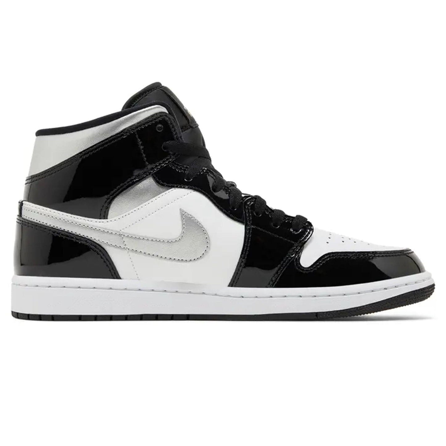 Air Jordan 1 Mid SE 'Black White Metallic Silver' — UK 3 | EU 35.5 | US 3.5 — Side View