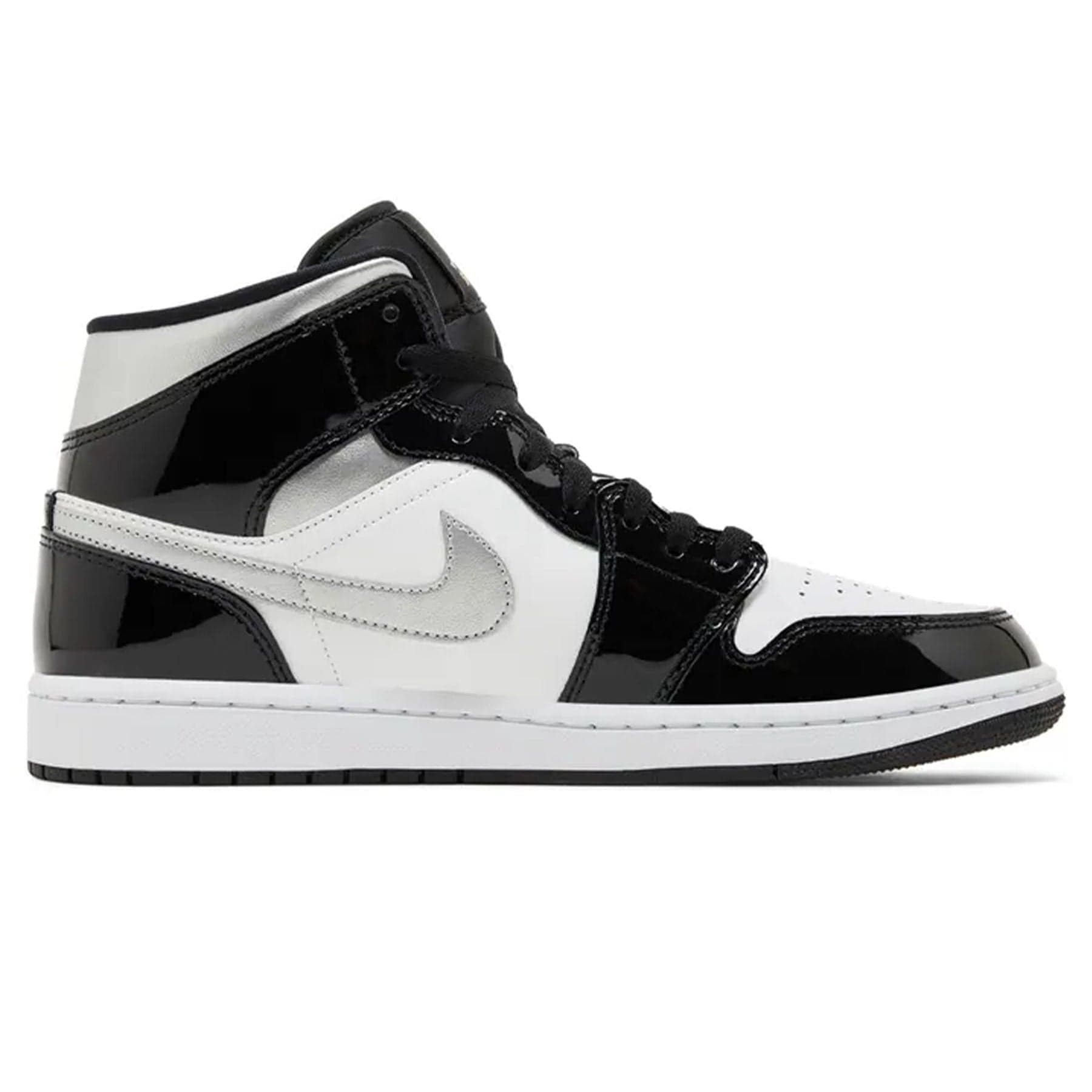 Air Jordan 1 Mid SE 'Black White Metallic Silver' — UK 3 | EU 35.5 | US 3.5 — Side View