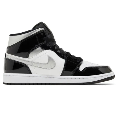 Air Jordan 1 Mid SE 'Black White Metallic Silver' — UK 3 | EU 35.5 | US 3.5 — Side View