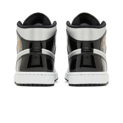 Air Jordan 1 Mid SE 'Black White Metallic Silver' — UK 3 | EU 35.5 | US 3.5 — Top View