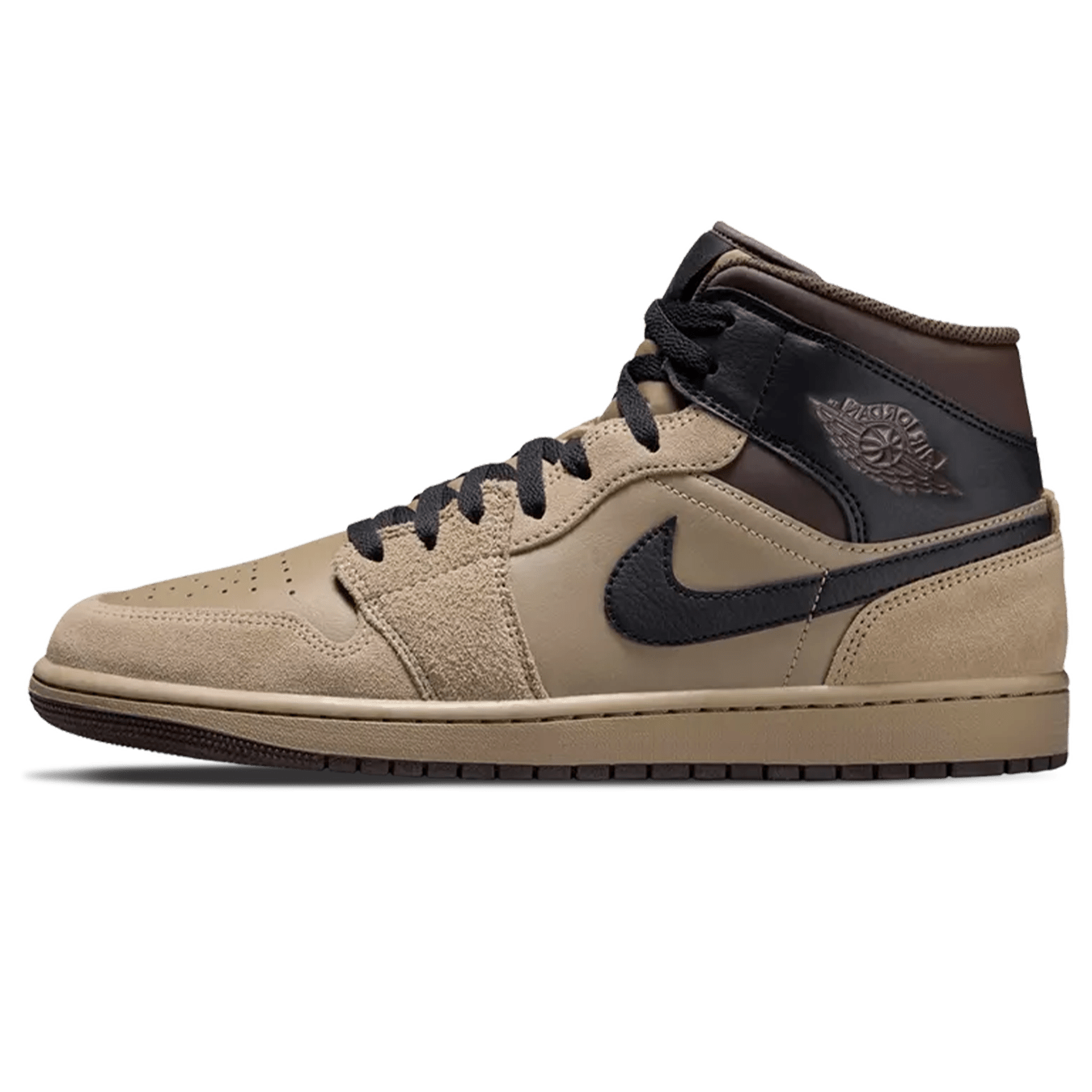 Air Jordan 1 Mid 'Khaki Black' — UK 3 | EU 35.5 | US 3.5 — Front View