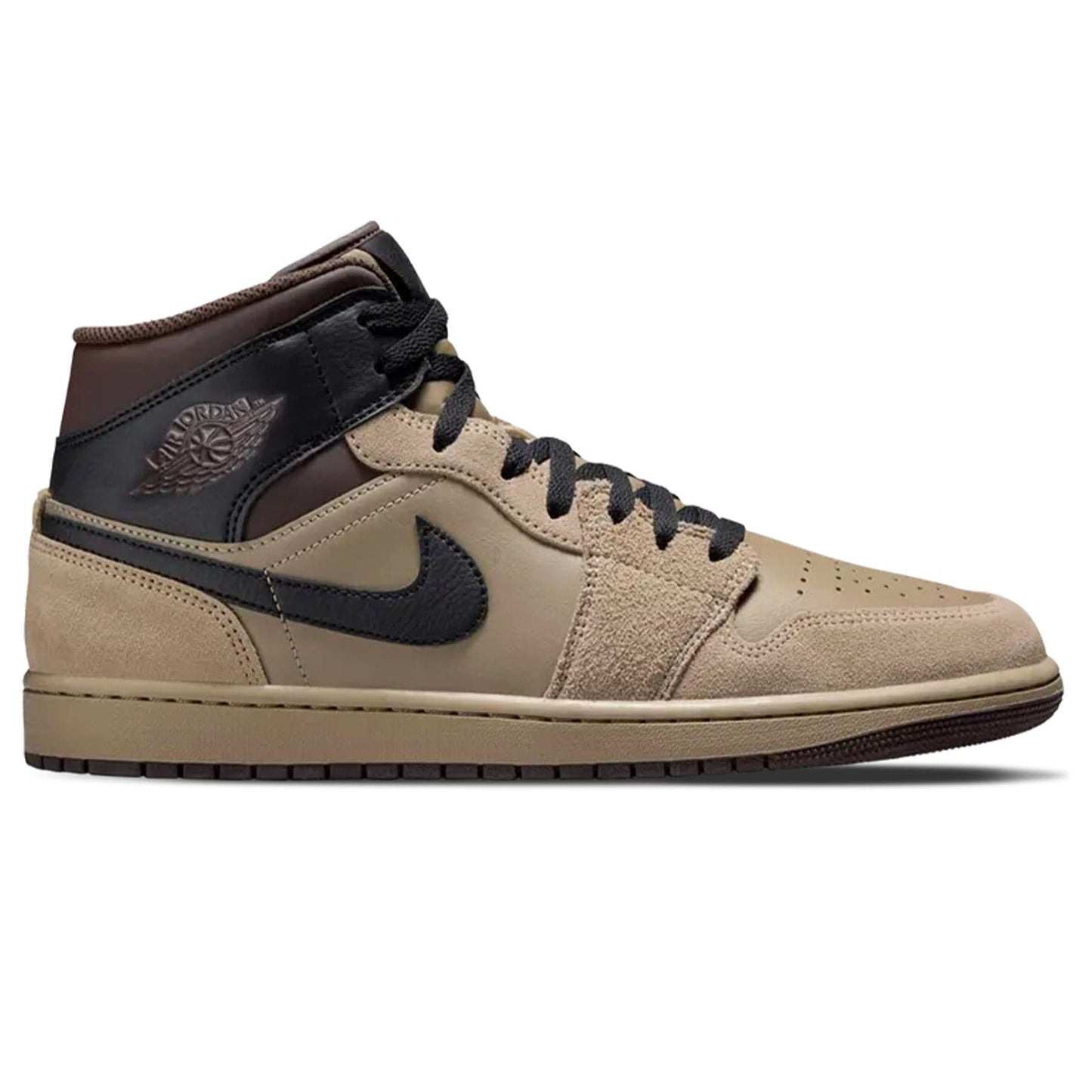 Air Jordan 1 Mid 'Khaki Black' — UK 3 | EU 35.5 | US 3.5 — Side View