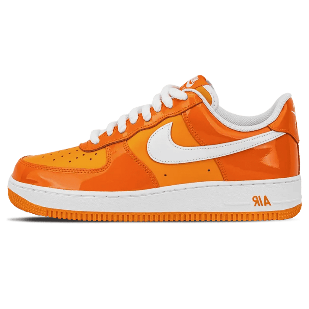 Nike Air Force 1 '07 LV8 'Safety Orange Patent' — UK 3 | EU 35.5 | US 3.5 — Front View