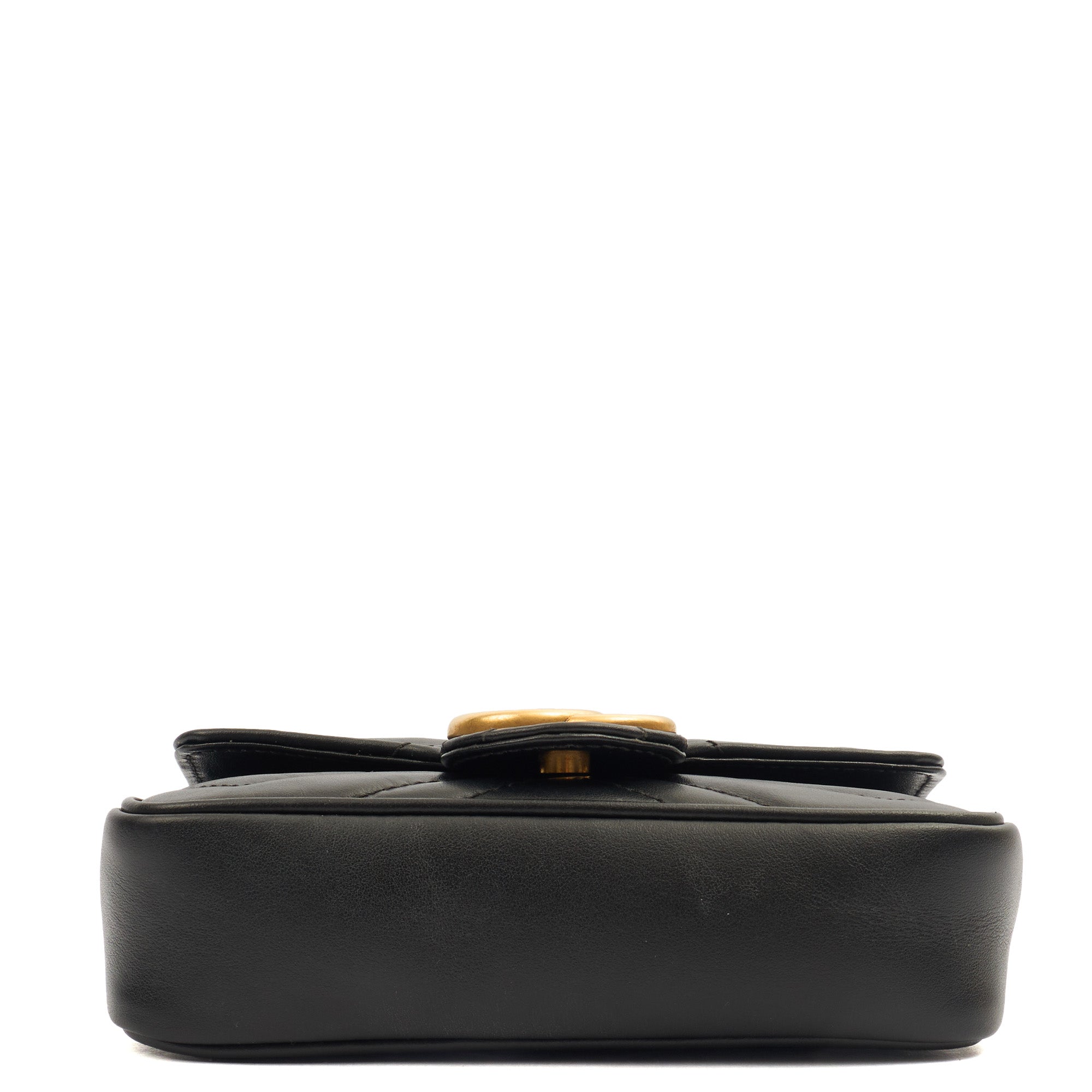 Gucci Mini Bag Marmont Shoulder Flap Bag - Super Mini in Black, Leather — Detail View