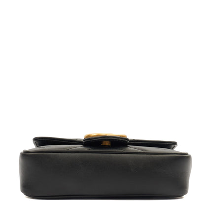 Gucci Mini Bag Marmont Shoulder Flap Bag - Super Mini in Black, Leather — Detail View
