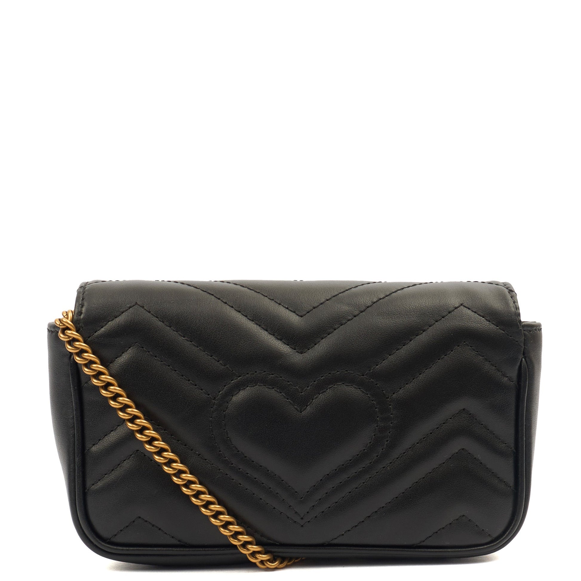 Gucci Mini Bag Marmont Shoulder Flap Bag - Super Mini in Black, Leather — Top View