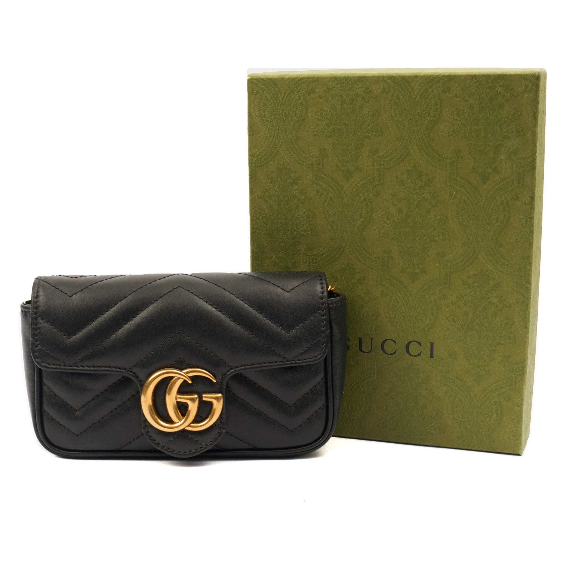Gucci Mini Bag Marmont Shoulder Flap Bag - Super Mini in Black, Leather — Side View