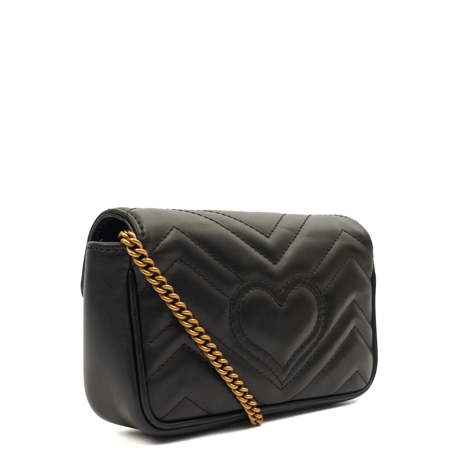 Gucci Mini Bag Marmont Shoulder Flap Bag - Super Mini in Black, Leather — Back View