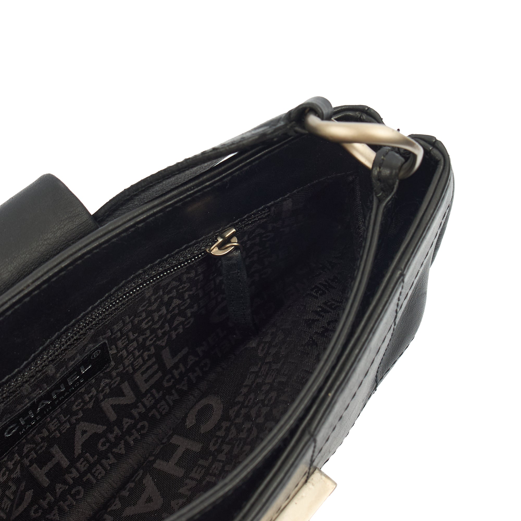 Chanel Shoulder Bag No.5 Giant Mademoiselle Bag in Black, Calfskin Leather — Detail View