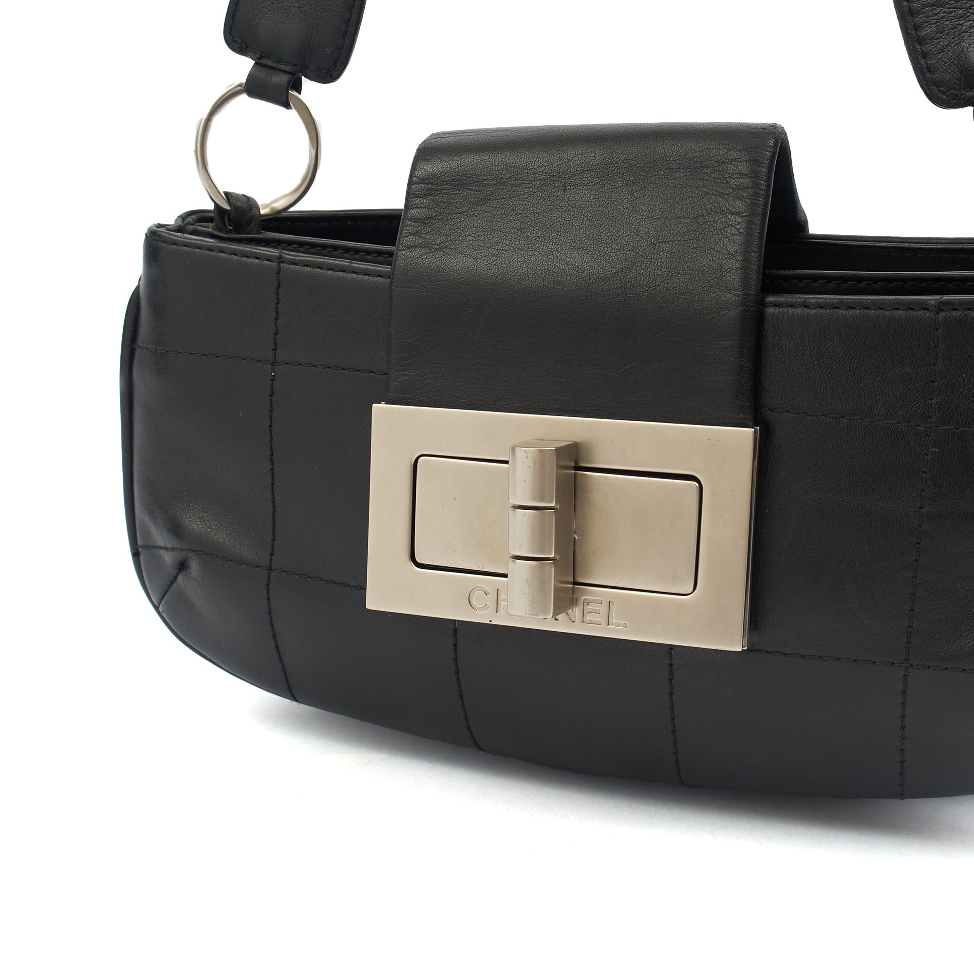 Chanel Shoulder Bag No.5 Giant Mademoiselle Bag in Black, Calfskin Leather — Lifestyle View