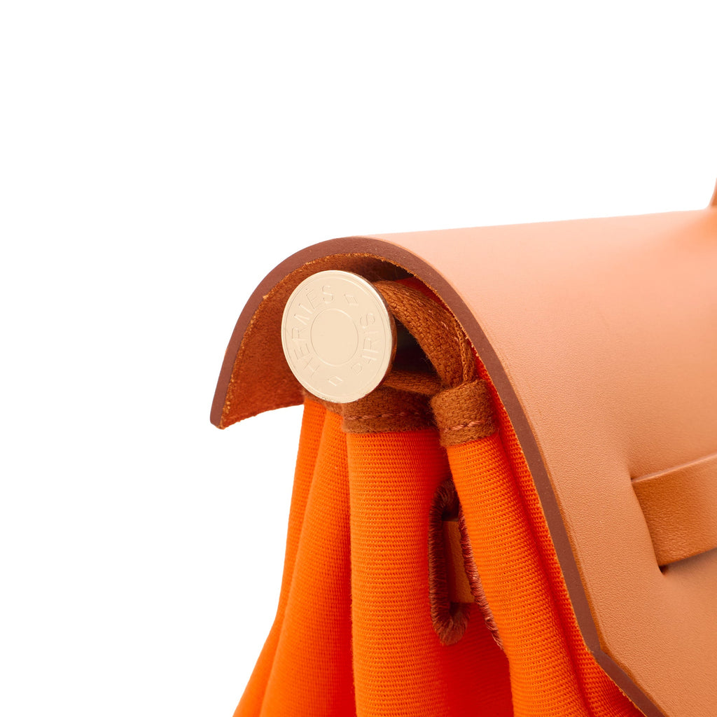 Hermes Herbag Cabine 50 in Classic Orange, Canvas — Alternate View 10