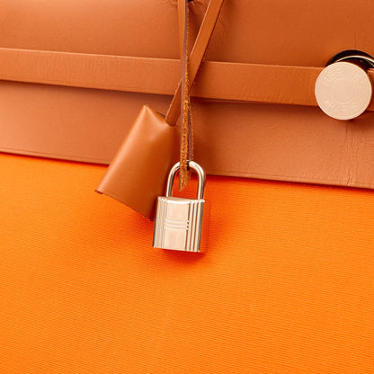 Hermes Herbag Cabine 50 in Classic Orange, Canvas — Alternate View 8