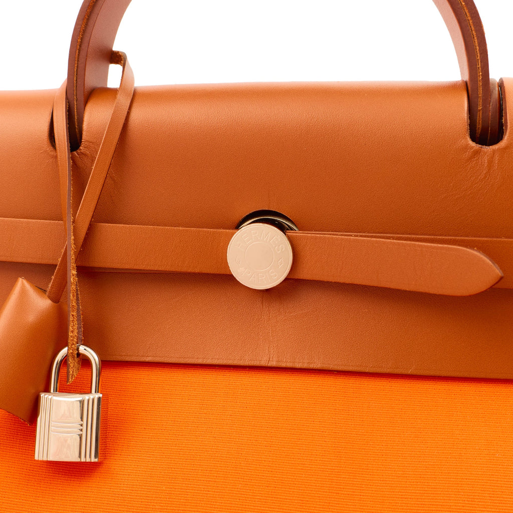 Hermes Herbag Cabine 50 in Classic Orange, Canvas — Alternate View 19