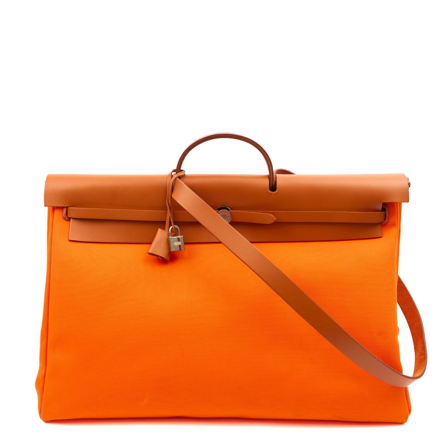 Hermes Herbag Cabine 50 in Classic Orange, Canvas — Alternate View 14