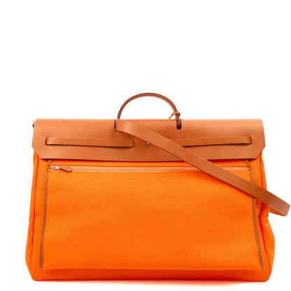 Hermes Herbag Cabine 50 in Classic Orange, Canvas — Alternate View 16