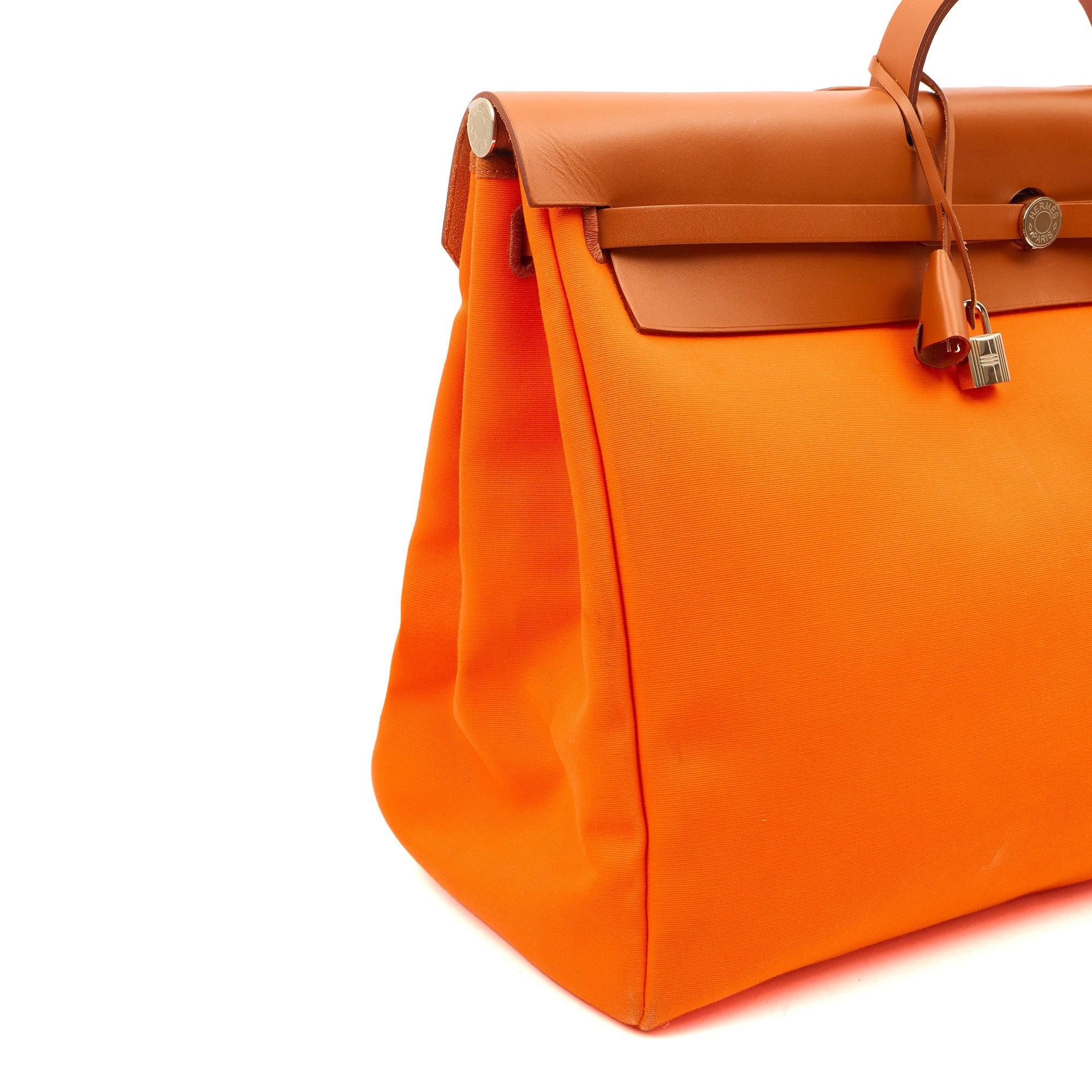 Hermes Herbag Cabine 50 in Classic Orange, Canvas — Alternate View 7