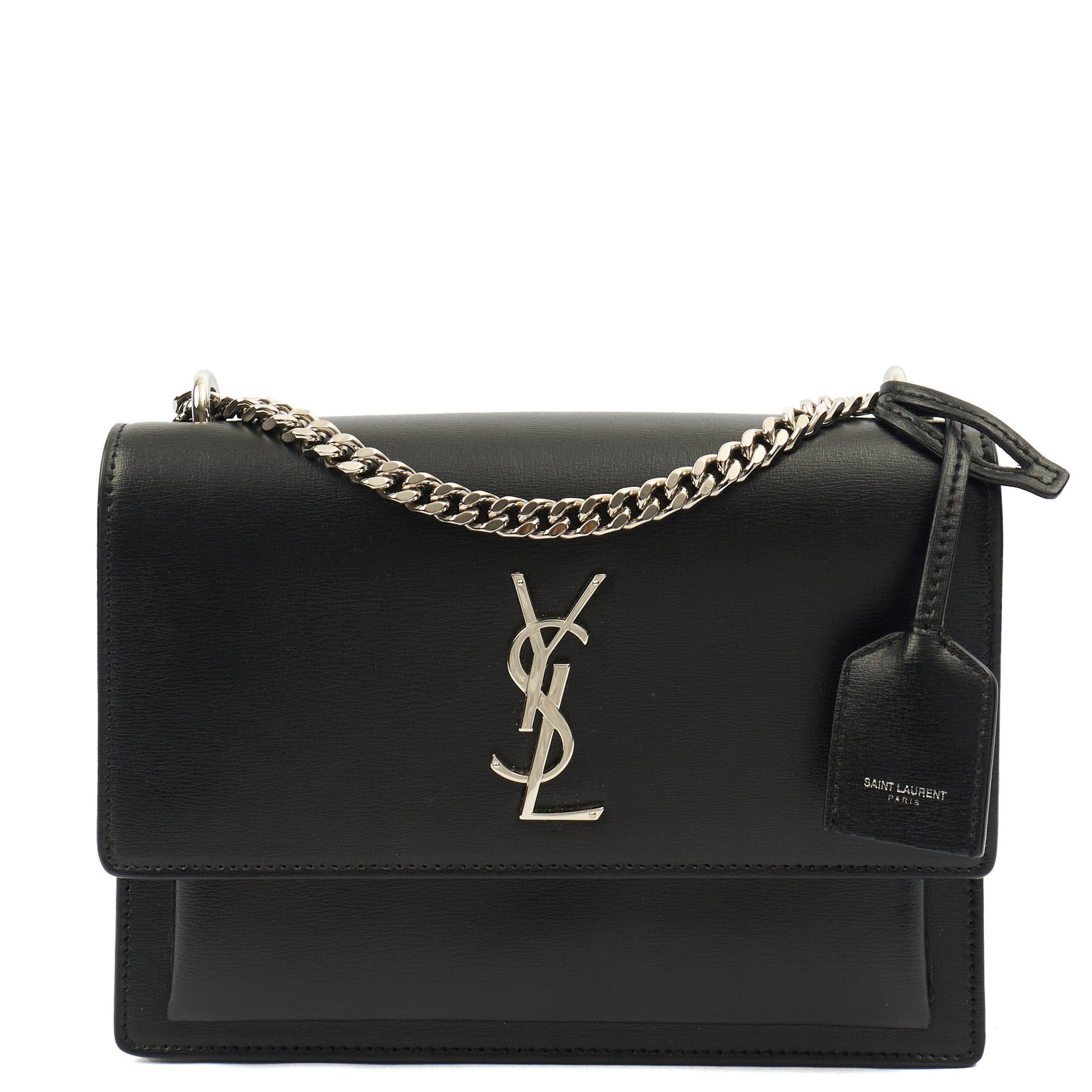 Saint Laurent Cross Body Sunset - Small in Black, Leather — Front View