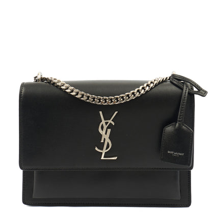 Saint Laurent Cross Body Sunset - Small in Black, Leather — Front View