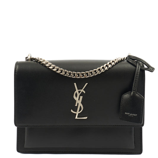 Saint Laurent Cross Body Sunset - Small in Black, Leather — Front View