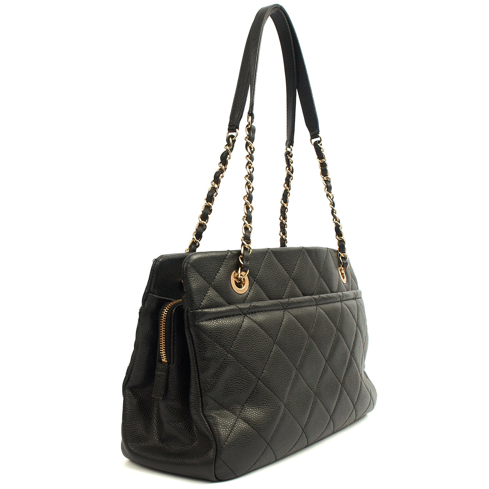 Chanel Tote Timeless CC Shopper in Black, Caviar Leather — Alternate View 10