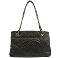 Chanel Tote Timeless CC Shopper in Black, Caviar Leather — Front View