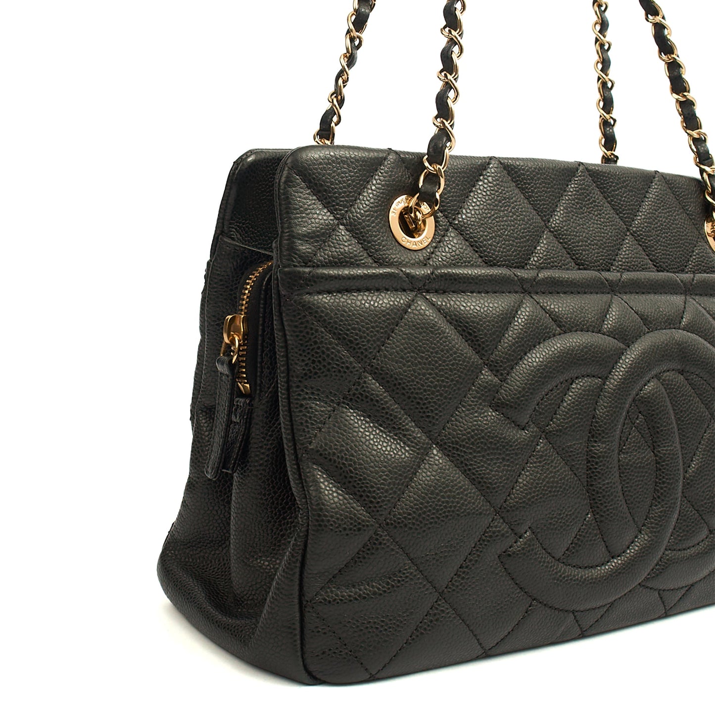 Chanel Tote Timeless CC Shopper in Black, Caviar Leather — Alternate View 7