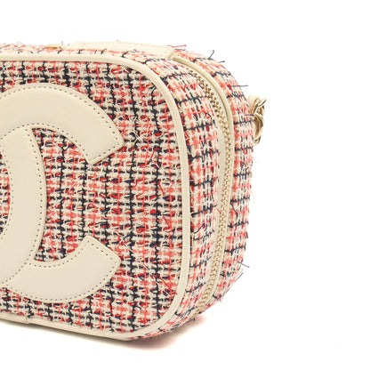 Chanel Cross Body Camera Bag in White, Fabric — Lifestyle View