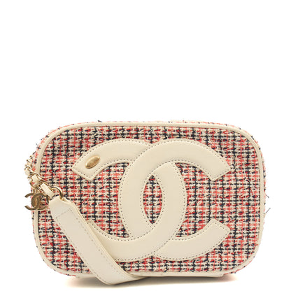 Chanel Cross Body Camera Bag in White, Fabric — Front View