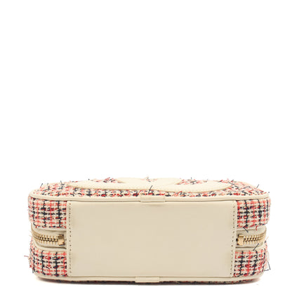 Chanel Cross Body Camera Bag in White, Fabric — Detail View