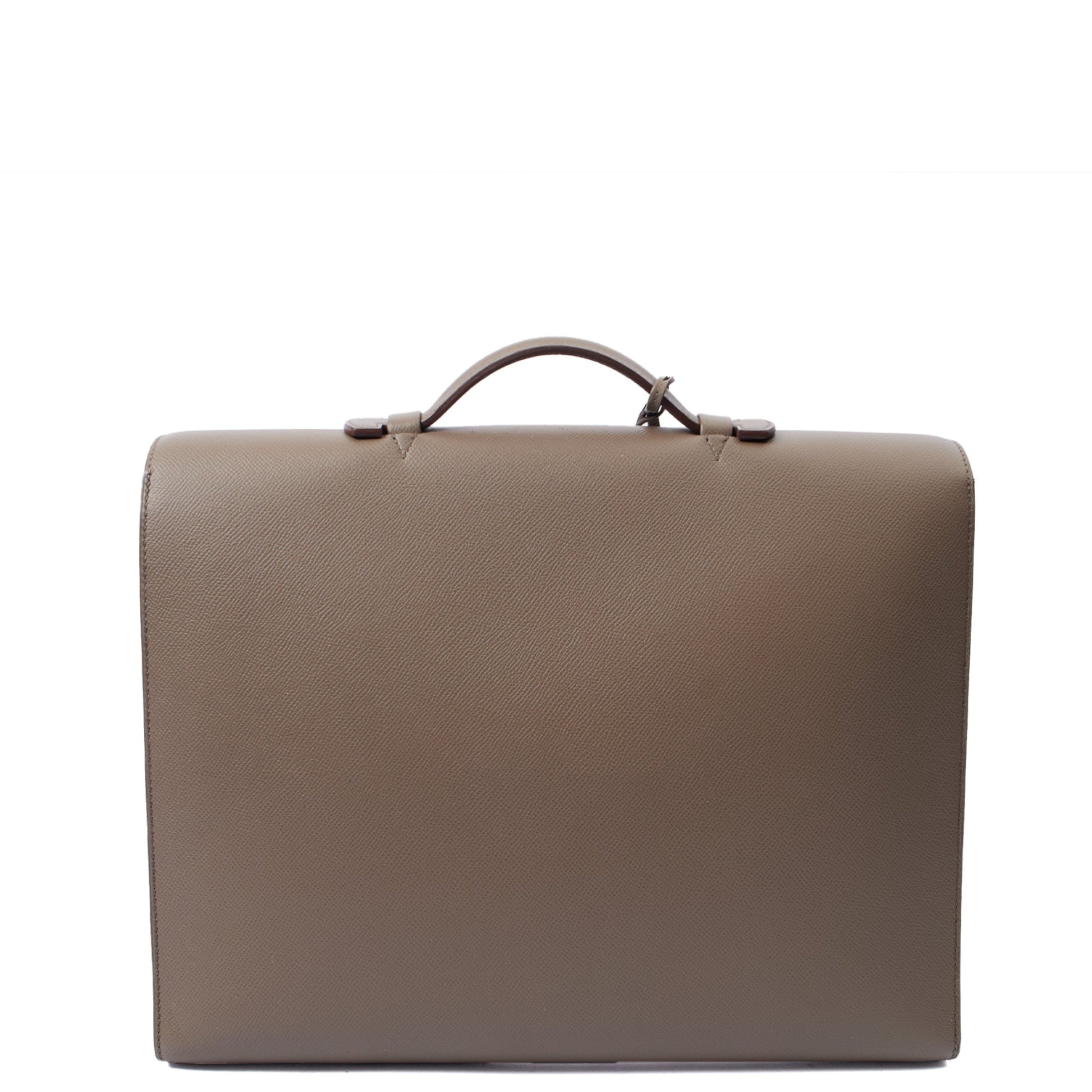Hermes Sac a Depeches Briefcase in Etain, Epsom Leather — Back View