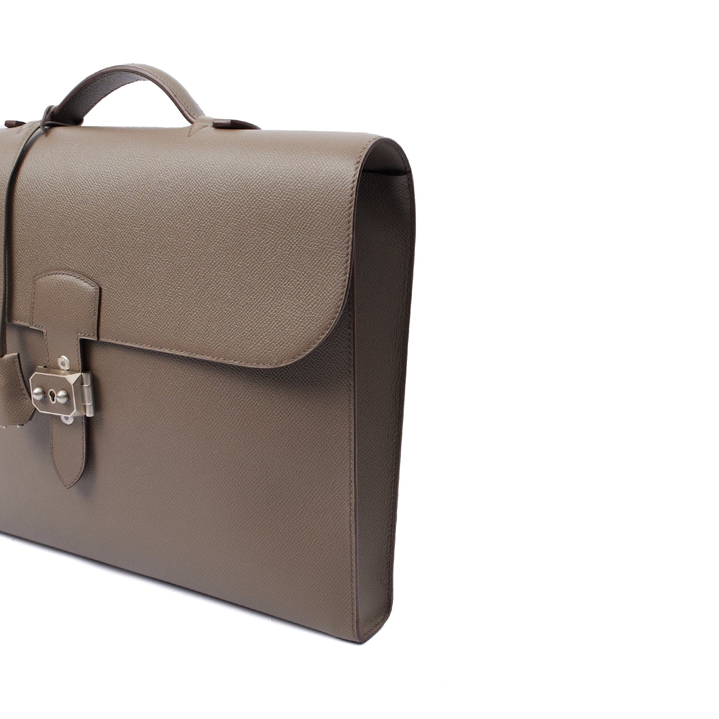 Hermes Sac a Depeches Briefcase in Etain, Epsom Leather — Alternate View 7