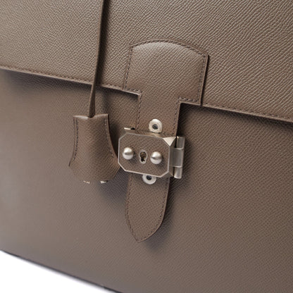 Hermes Sac a Depeches Briefcase in Etain, Epsom Leather — Lifestyle View