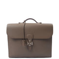 Hermes Sac a Depeches Briefcase in Etain, Epsom Leather — Front View