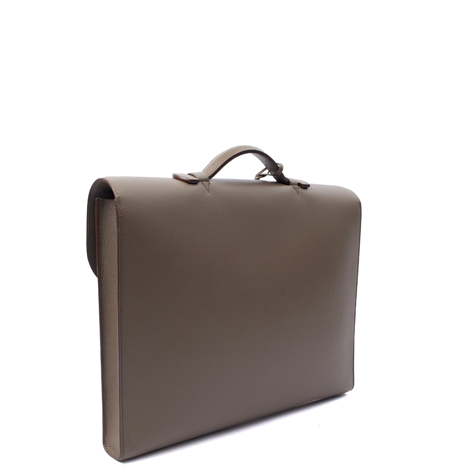 Hermes Sac a Depeches Briefcase in Etain, Epsom Leather — Side View